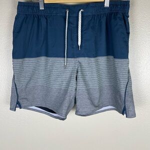 Vuori Trail Shorts Gray Striped 7” Inseam Men’s XL